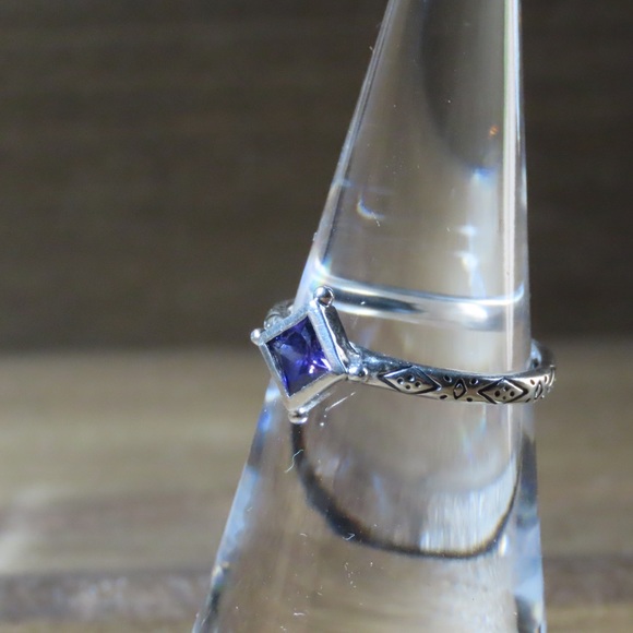 Silpada Belle Fleur Sterling Silver Purple CZ Stack Ring R2748 Size 6 - Picture 2 of 6